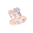 thumbnail image 1 of AFFY White Natural Diamond Cluster Wedding Trio Bridal Ring Set In 10k Rose Gold (0.5 Cttw), 1 of 1