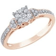 thumbnail image 1 of AFFY White Natural Diamond Cluster With Heart Sides Engagement Ring in 10k Rose Gold, 1 of 1