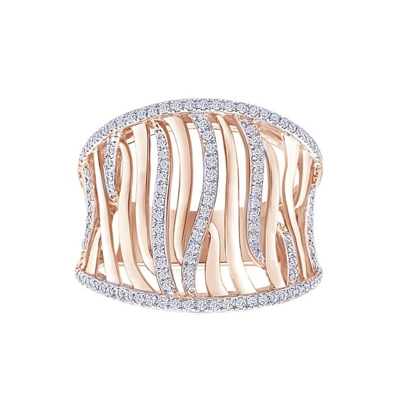 AFFY White Natural Diamond Cocktail Ring In Solid Gold (0.5 Cttw)