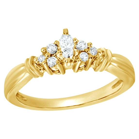 AFFY White Natural Diamond Collar Promise Ring In 14k Yellow Gold (0.25 Cttw)