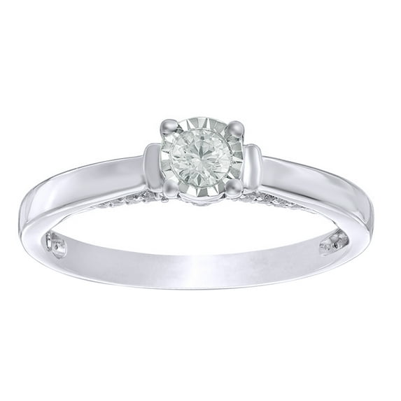 AFFY White Natural Diamond Collared Promise Ring in 10k White Gold