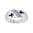 thumbnail image 1 of AFFY White Natural Diamond Cross Fashion Band Ring In 10k White Gold (0.17 Cttw), 1 of 1