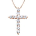 thumbnail image 1 of AFFY White Natural Diamond Cross Pendant Necklace in 14K Solid Rose Gold (0.5 Ct), 1 of 1