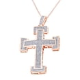 thumbnail image 1 of White Natural Diamond Cross Pendant in 10k Rose Gold (0.80 Cttw), 1 of 1