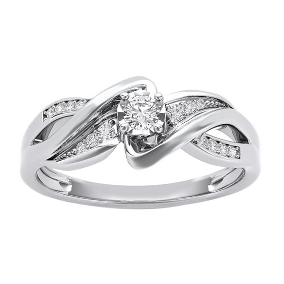 AFFY White Natural Diamond Crossover Bypass Ring in 14k White Gold