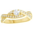 thumbnail image 1 of White Natural Diamond Crossover Promise Ring in 10k Yellow Gold, 1 of 1