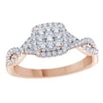 thumbnail image 1 of White Natural Diamond Cushion Frame Twist Shank Engagement Ring in 14k Rose Gold, 1 of 1