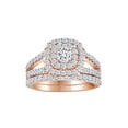 thumbnail image 1 of AFFY White Natural Diamond Cushion Halo Ring Set In 10k Rose Gold (1.1 Cttw), 1 of 1