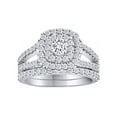 thumbnail image 1 of AFFY White Natural Diamond Cushion Halo Ring Set In 10k White Gold (1.1 Cttw), 1 of 1