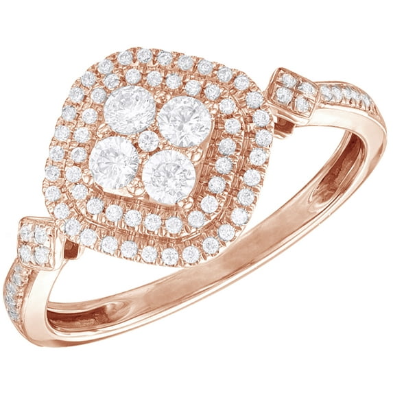 AFFY White Natural Diamond Cushion Shaped Frame Ring in 10k Rose Gold By