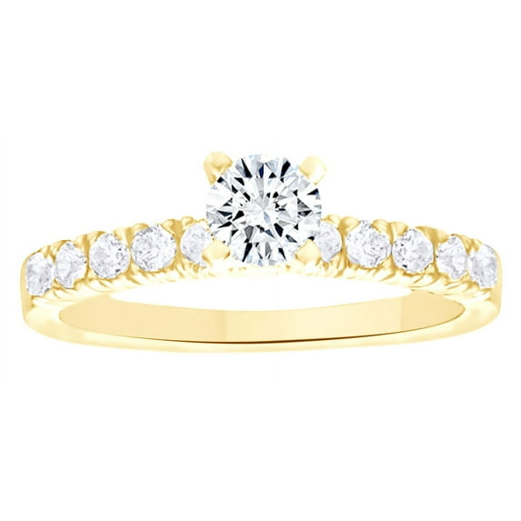 AFFY White Natural Diamond Delicate Classic Ring In 14k Yellow Gold (0.9 Cttw)
