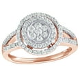 thumbnail image 1 of White Natural Diamond Double Cluster Frame Ring in Two-Tone 10k Rose Gold, 1 of 1
