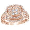 thumbnail image 1 of AFFY White Natural Diamond Double Cushion Frame Split Shank Vintage-Style Ring in 10k Rose Gold (0.62 Cttw), 1 of 1