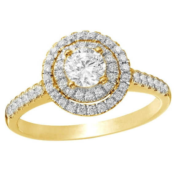 AFFY White Natural Diamond Double Frame Engagement Ring in 14K Yellow Gold (0.75 cttw)