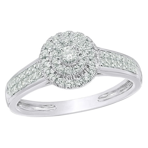 AFFY White Natural Diamond Double Frame Ring in 10k White Gold