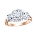 thumbnail image 1 of AFFY White Natural Diamond Double Frame Three-Stone Ring In 10k Rose Gold (1 Cttw), 1 of 1