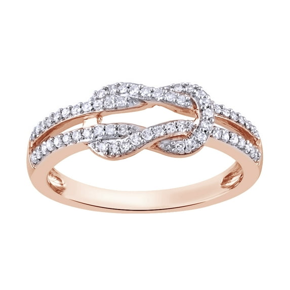 AFFY White Natural Diamond Double Knot Ring in 10k Rose Gold