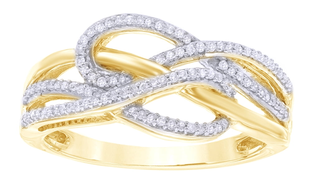AFFY White Natural Diamond Double Loop Engagement Ring in 10k Yellow ...