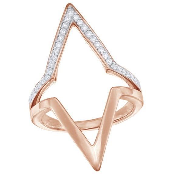 AFFY White Natural Diamond Double Point Geometric-Shape Ring in 10k Rose Gold