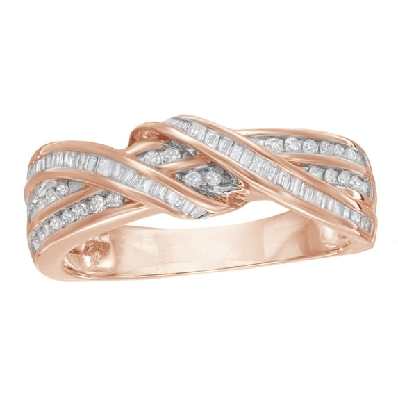 AFFY White Natural Diamond Double Ribbon Wrapped Ring in 10k Rose Gold