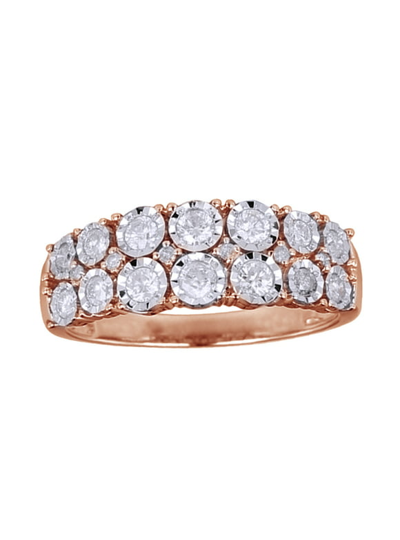 White Natural Diamond Double Row Band In Solid Gold (0.5 Cttw)