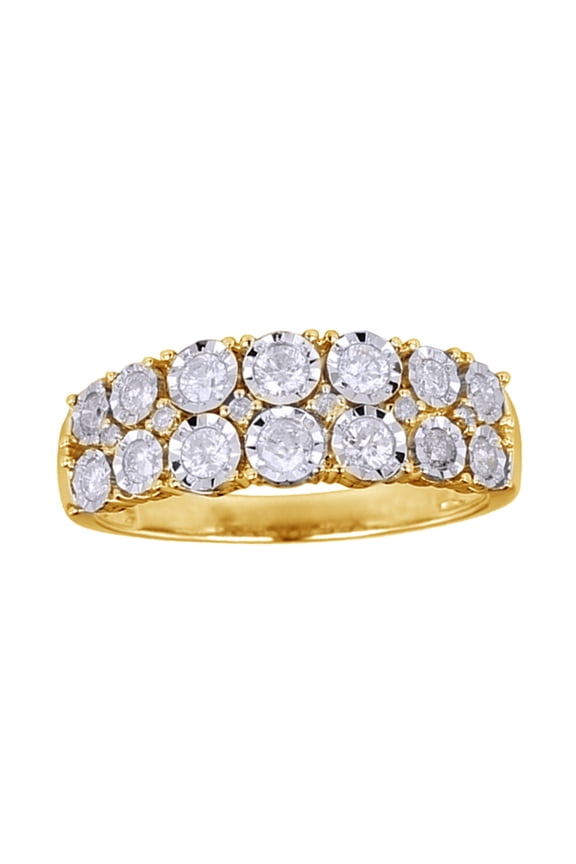 White Natural Diamond Double Row Band In Solid Gold (0.5 Cttw)