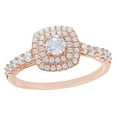 thumbnail image 1 of White Natural Diamond Double Square Frame Engagement Ring in 10k Rose Gold (0.62 Cttw), 1 of 1