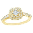 thumbnail image 1 of AFFY White Natural Diamond Double Square Frame Engagement Ring in 10k Yellow Gold (0.62 Cttw), 1 of 1