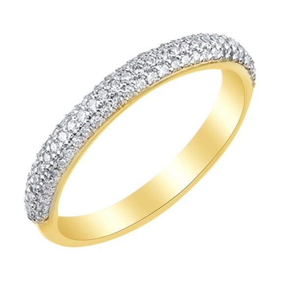 AFFY White Natural Diamond Engagement Band Ring in 14k Yellow Gold (0.38 Cttw) Ring Size : 8.5