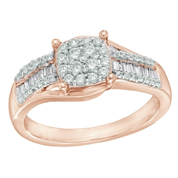 AFFY White Natural Diamond Engagement Ring In 10k Rose Gold