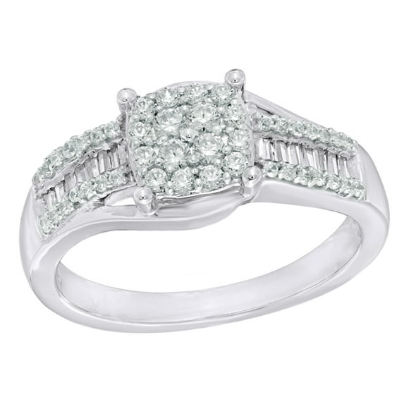 AFFY White Natural Diamond Engagement Ring In 10k White Gold By