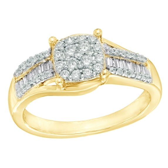 AFFY White Natural Diamond Engagement Ring In 10k Yellow Gold