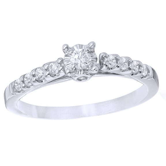 AFFY White Natural Diamond Engagement Ring in 10k Solid Gold
