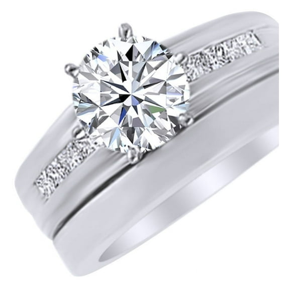 AFFY White Natural Diamond Engagement Ring in 14k White Gold (0.25 Cttw) Ring Size : 5.5