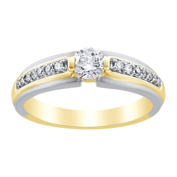 AFFY White Natural Diamond Engagement Ring in 14k Yellow Gold (0.5 Cttw) Ring Size : 12