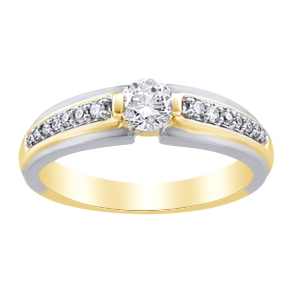 AFFY White Natural Diamond Engagement Ring in 14k Yellow Gold (0.5 Cttw) Ring Size : 5