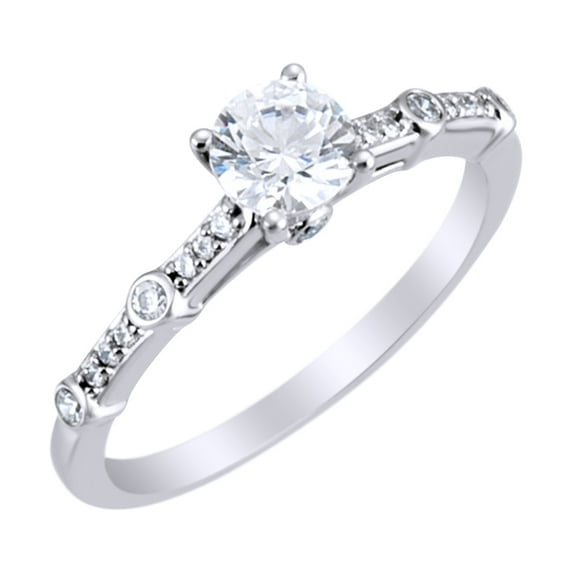 AFFY White Natural Diamond Engagement Solitaire Ring in 14k White Gold (0.63 Ct) Ring Size : 5