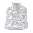 thumbnail image 1 of AFFY White Natural Diamond Engagement & Wedding Trio Band Ring Set In 14K White Gold Over Sterling Silver(I2-I3 Clarity,I-J Color,0.25 Cttw)-9, 1 of 1
