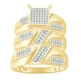 thumbnail image 1 of AFFY White Natural Diamond Engagement & Wedding Trio Band Ring Set In 14K Yellow Gold Over Sterling Silver(I2-I3 Clarity,I-J Color,0.25 Cttw)-9.5, 1 of 1