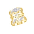 thumbnail image 1 of AFFY White Natural Diamond Engagement & Wedding Trio Band Ring Set In 14k Yellow Gold Over 925 Sterling Silver (0.16 Cttw), Ring Size 14, 1 of 1