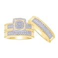 thumbnail image 1 of AFFY White Natural Diamond Engagement & Wedding Trio Bridal Ring Set In 10k Yellow Gold (0.33 Cttw), Ring Size 12.5, 1 of 8