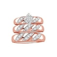 thumbnail image 1 of AFFY White Natural Diamond Engagement & Wedding Trio Band Ring Set In 10k Rose Gold (0.16 Cttw), 1 of 1