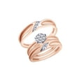 thumbnail image 1 of AFFY White Natural Diamond Engagement & Wedding Trio Band Ring Set In 10k Rose Gold (0.22 Cttw), 1 of 1