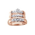 thumbnail image 1 of AFFY White Natural Diamond Engagement & Wedding Trio Band Ring Set In 10k Rose Gold (0.25 Cttw), 1 of 1