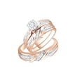 thumbnail image 1 of AFFY White Natural Diamond Engagement & Wedding Trio Band Ring Set In 10k Rose Gold (0.31 Cttw), 1 of 1