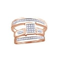 thumbnail image 1 of AFFY White Natural Diamond Engagement & Wedding Trio Band Ring Set In 10k Rose Gold (0.33 Cttw), 1 of 1