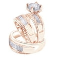 thumbnail image 1 of AFFY 0.40CT White Natural Diamond Wedding Trio Band Ring Set in 10k Rose Gold-11, 1 of 1