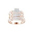 thumbnail image 1 of AFFY White Natural Diamond Engagement & Wedding Trio Band Ring Set In 10k Rose Gold (0.5 Cttw), 1 of 1