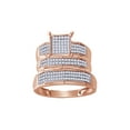 thumbnail image 1 of AFFY White Natural Diamond Engagement & Wedding Trio Band Ring Set In 10k Rose Gold (0.5 Cttw), 1 of 1