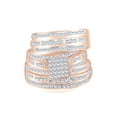 thumbnail image 1 of AFFY White Natural Diamond Engagement & Wedding Trio Band Ring Set In 10k Rose Gold (0.65 Cttw), 1 of 1